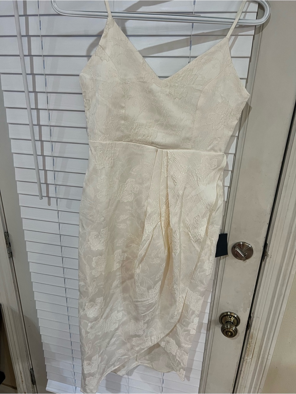 Lulu's Cream Floral Jacquard Strapless Slip Dress